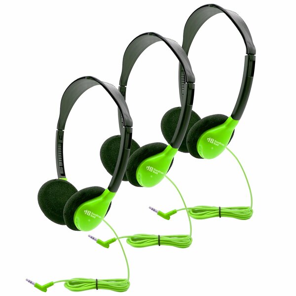 Hamiltonbuhl Personal On-Ear Stereo Headphone, Green, 3PK HA2-GRN